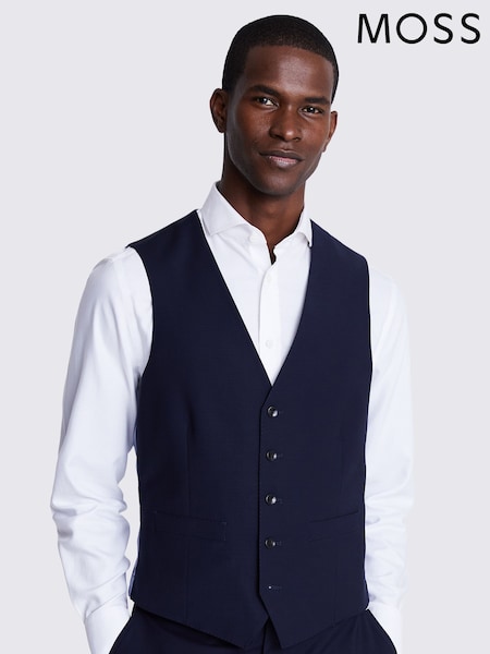 MOSS Blue Tailored Fit Suit: Waistcoat (C07729) | £110