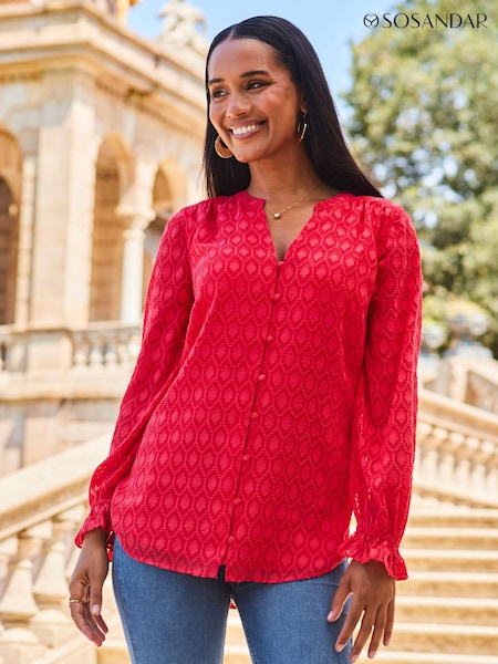 Sosandar Red Sequin Top (C07749) | £49
