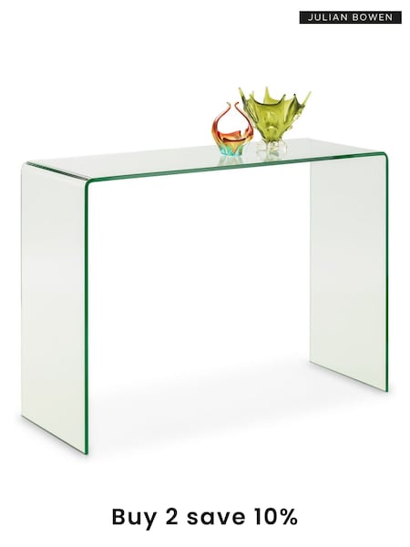 Julian Bowen Clear Amalfi Tempered Glass Console Table (C07772) | £320