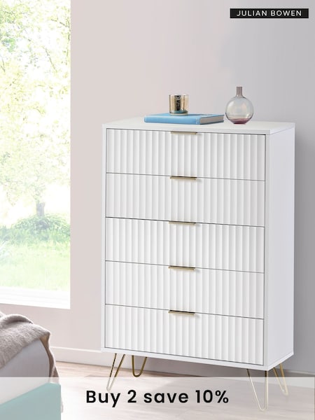 Julian Bowen White Murano 5 Drawer Chest (C08263) | £395