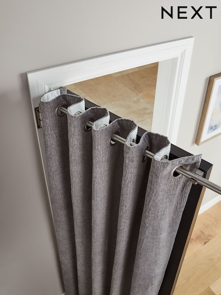 Brushed Silver 28mm Door Curtain Pole (C08355) | £22
