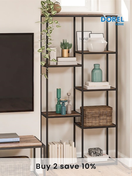 Dorel Home Natural Weathered Oak Woodgrain Finish 5 Shelf Quincy Bookcase (C08467) | £180