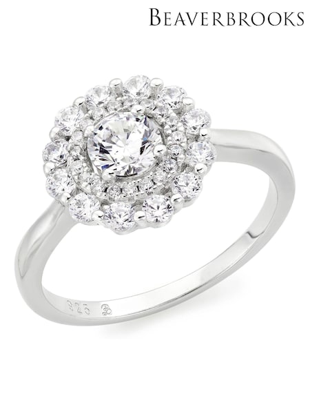 Beaverbrooks Sterling Silver Cubic Zirconia Double Halo Ring (C08974) | £55