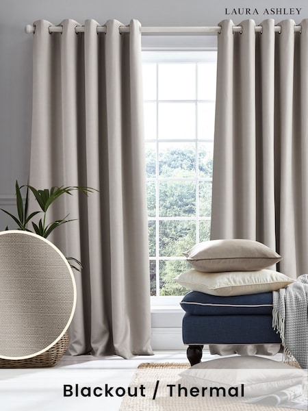 Laura Ashley Stephanie Eyelet Blackout Lined  Eyelet Curtains (C09047) | £130 - £375
