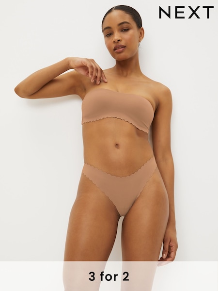 Praline Nude Thong No VPL Scallop Edge Knickers (C09198) | £7