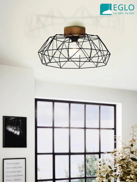 Eglo Black Padstow 1 Light Industrial Ceiling Light (C09354) | £50