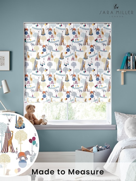 Sara Miller White Kids Circus Made To Measure Roman 100% Cotton Blind (C09469) | £79