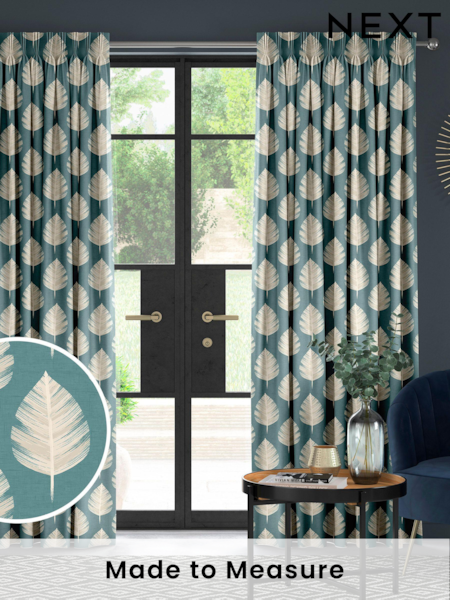 Teal Blue Finn Made To Measure 100% Cotton Curtains (C09588) | £61
