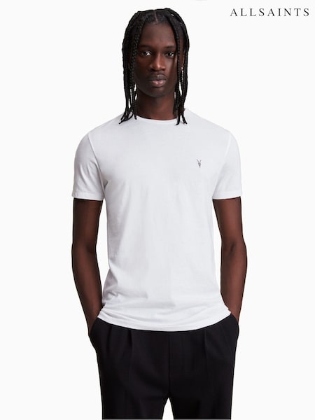 AllSaints White Tonic Crew 100% Cotton T-Shirt (C09737) | £35