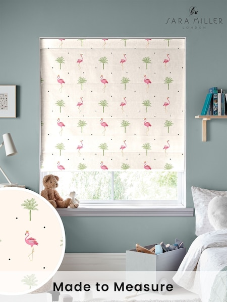 Sara Miller Cream Kids Flamingo Made To Measure Roman 100% Cotton Blind (C09956) | £79