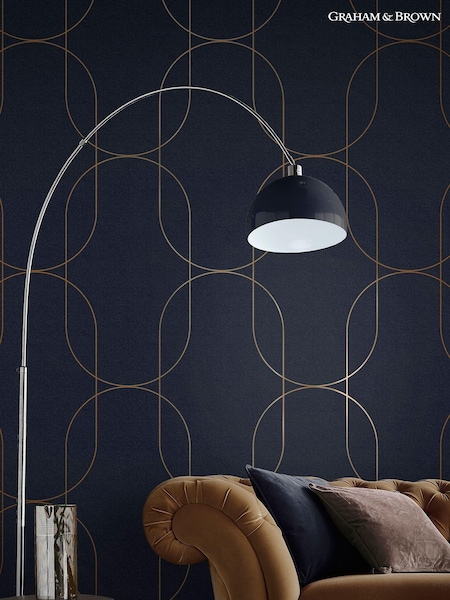 Graham & Brown Blue Palais Navy & Copper 10M Wallpaper (C09974) | £80