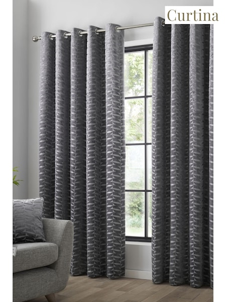 Curtina Grey Kendal Eyelet Curtains (C10743) | £42 - £110
