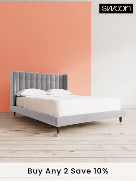 Swoon Easy Velvet Silver Grey Kipling Bed (C11150) | £989 - £1,099