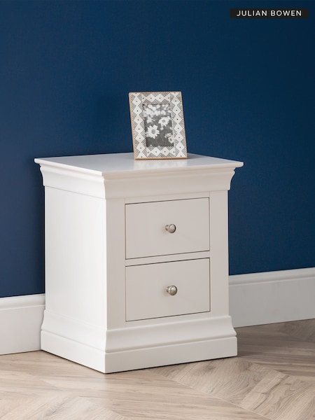 Julian Bowen White Clermont 2 Drawer Bedside Table (C12747) | £205