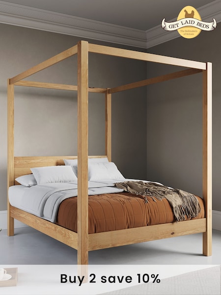 Get Laid Beds Honey Four Poster Classic Square Leg Solid Wood Bed (C13419) | £780 - £930