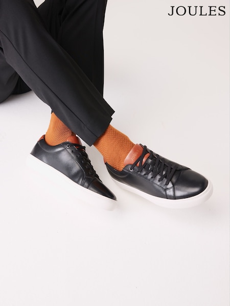 Joules Black Leather Trainers (C14066) | £69