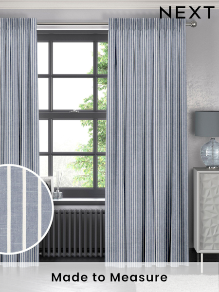 Navy Blue Franklin Made To Measure 100% Cotton Curtains (C14897) | £61