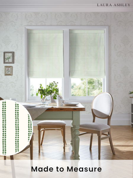 Laura Ashley Green Candy Stripe Made To Measure Roman Blinds (C14957) | £84