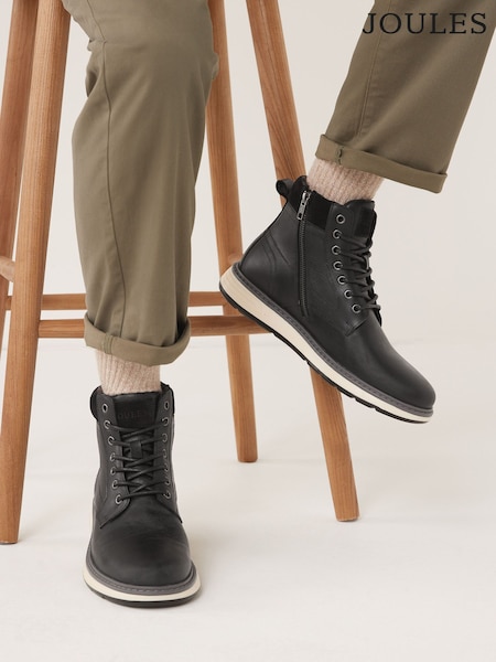 Joules Black Leather Boots (C15164) | £89