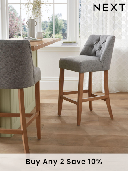 Chunky Weave Mid Grey Wolton Bar Stool (C15609) | £185