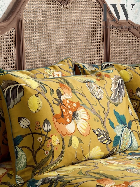 EW by Edinburgh Weavers Set of 2 Ochre Yellow Morton Timeless Tribute Floral 200 Thread Count 100% Cotton Pillowcases (C16253) | £17