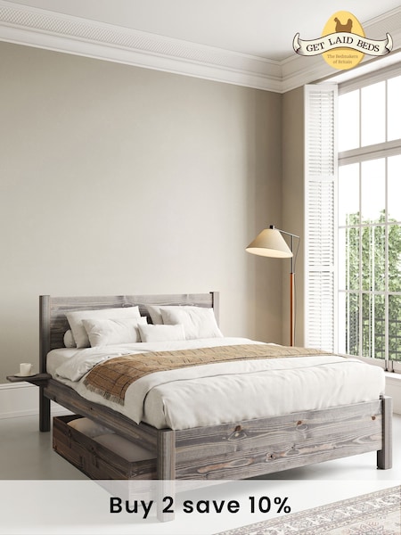 Get Laid Beds Grey Wash Oxford Square Leg Solid Wood Bed Combo (C16494) | £890 - £1,010