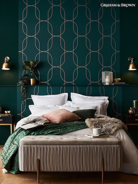 Graham & Brown Green & Copper Palais 10M Wallpaper (C16623) | £80
