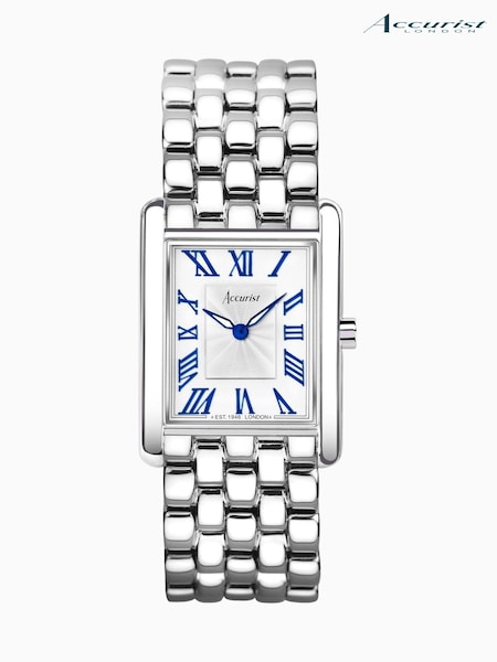 Accurist Rectangle Womens Silver Tone Stainless Steel Bracelet Analogue Watch (C16638) | £169
