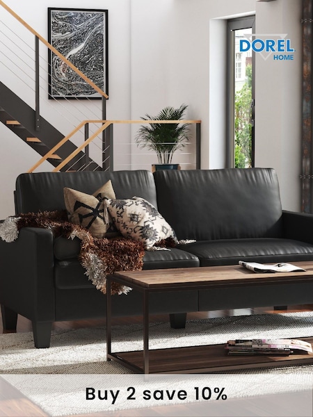 Dorel Home Black Europe Rylie Faux Leather Sofa (C18195) | £460