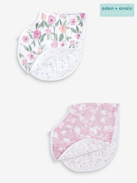 aden + anais Natural 100% Cotton Muslin Ma Fleur Burpy Bibs 2 Pack (C18204) | £23