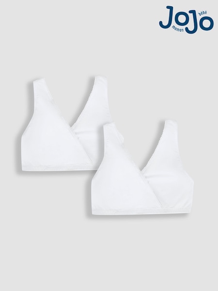 JoJo Maman Bébé White 2-Pack Maternity & Nursing Sleep Bras (C18211) | £18