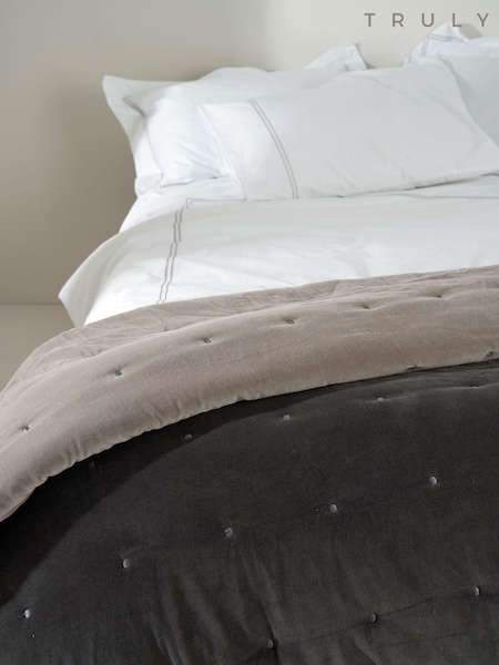 Truly Grey Reversible Velvet 100% Cotton Eiderdown (C18388) | £210