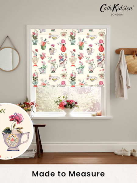 Cath Kidston Cream Cups And Vases Made To Measure Roman 100% Cotton Blinds (C18408) | £75