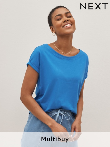 Blue Bright Cap Sleeve T-Shirt Top (C18551) | £7.50