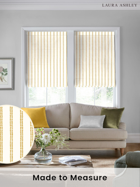 Laura Ashley Yellow Candy Stripe Made To Measure Roman Blinds (C18605) | £84