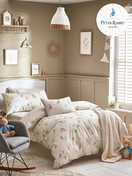 Peter Rabbit™ Natural Classic Watercolour 100% Cotton Duvet Cover and Pillowcase Set (C20424) | £24 - £40
