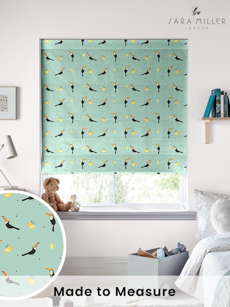 Sara Miller Aqua Toucans Made To Measure Roman 100% Cotton Blind (C20462) | £79