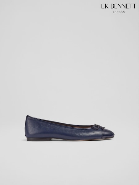 LK Bennett Blue Leather And Patent Kara Toe Cap Ballerinas (C20820) | £199