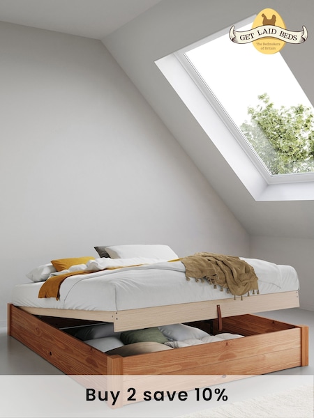 Get Laid Beds Cinnamon Ottoman Storage No Headboard Square Leg Solid Wood Bed (C20867) | £840 - £980