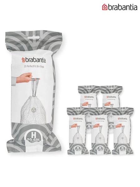 Brabantia White PerfectFit Bags Code H 50-60L 120 Bin Bags (C20912) | £45
