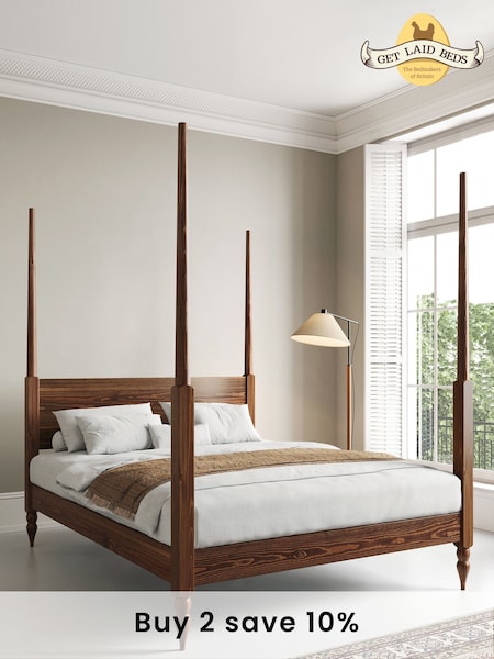 Get Laid Beds Coffee Bean Moroccan Four Poster Turned Leg Solid Wood Bed (C21414) | £810 - £1,020