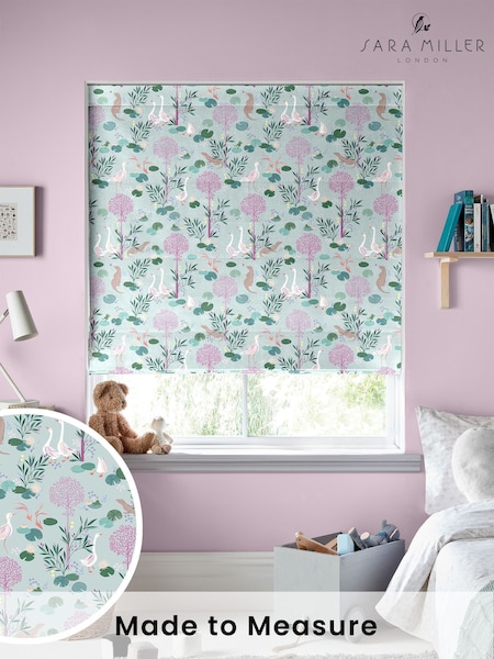 Sara Miller Pale Blue Kids Riverbank Tales Made To Measure Roman 100% Cotton Blind (C21955) | £79