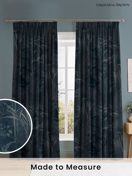 Graham & Brown Midnight Purple Restore Made to Measure 100% Cotton Curtains (C22408) | £119