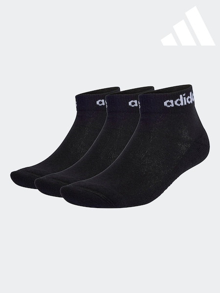 adidas Black Think Linear Ankle Socks 3 Pack (C22458) | £8