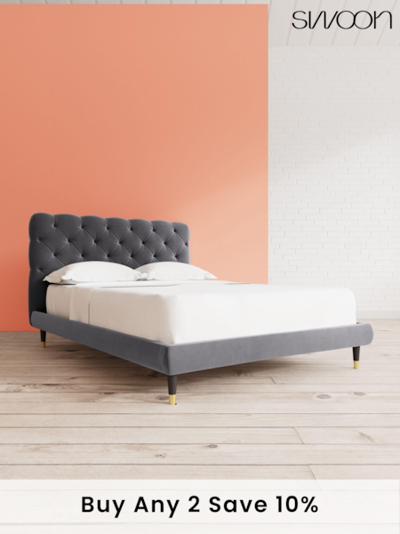 Swoon Easy Velvet Granite Grey Burbage Bed (C23502) | £959 - £1,079