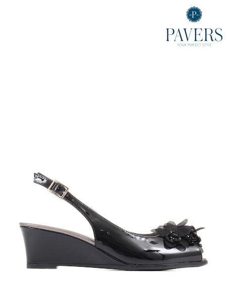 Pavers Slingback Peep-Toe Wedge Heels (C23544) | £43