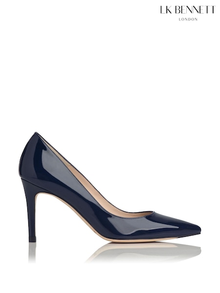 LK Bennett Blue Floret Patent Leather Pointed Toe Courts (C23615) | £199