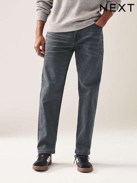 Grey Charcoal Single Straight Fit Classic Stretch Jeans (C24103) | £28