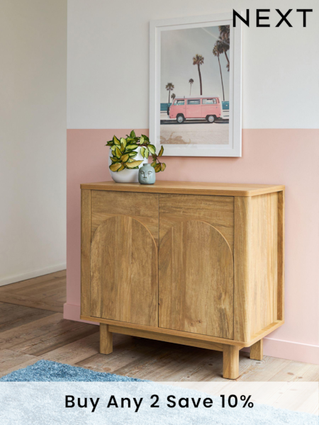 Natural Arches Mango Wood Effect Small Sideboard (C24228) | £250
