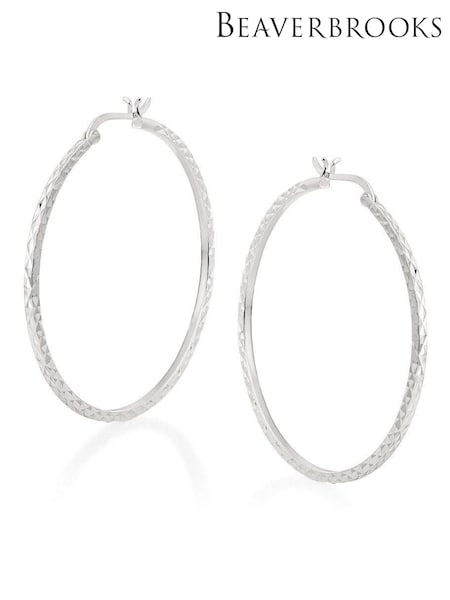 Beaverbrooks Sterling Silver Sparkle Cut Hoop Earrings (C24460) | £65